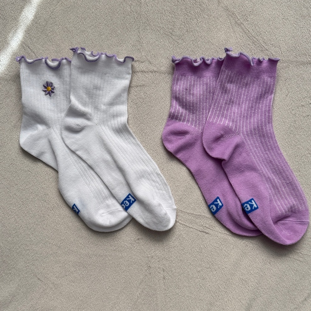 Keds Kids Ruffled Sock Set - White and Lavender